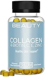 SHIZAM Hydrolyzed Bovine Collagen Biotin Gummies with Multi-Vitamin C, E & Zinc for Hair Growth-Loss and Strong Nail. Alternative for Liquid Drops, Pills & Keratin Shampoo for Women