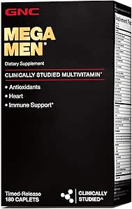 GNC Mega Men Multivitamine, Hart Gezondheid, en Immuun Ondersteuning, 180 Tellen