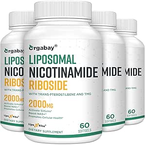 Orgabay Liposomal Nicotinamide Riboside 2000 MG met TMG en Pterostilbene, Boosting NAD+, Support Healthy Aging, 240 Tel.