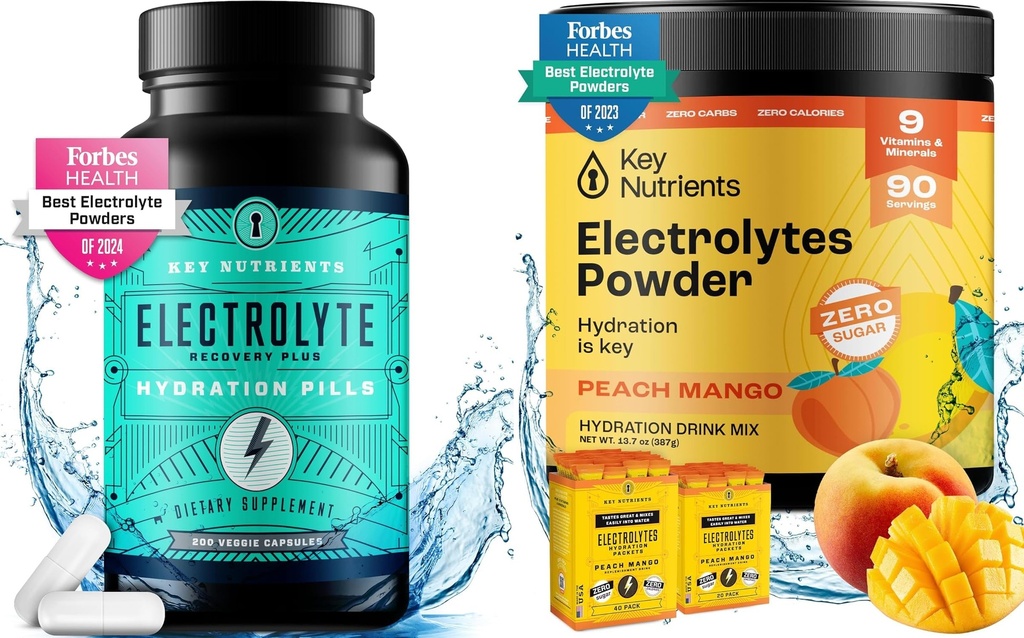 KERNENTEN Hydration & Energy Electrolyte Bundle & Tropical Peach Mango Multivitamine Poeder, Suikervrij