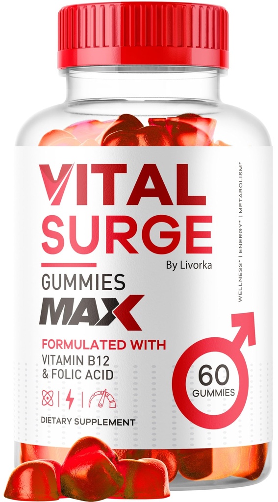 Vital Surge - Vital Surge voor mannen Gummies, Vital Vita Surge Max Maximale sterkte 1050 MG, VitalSurge Supplement Ondersteuning Gummy Advanced Formula, Premium Vitamine Gomita's (60 Gummies)