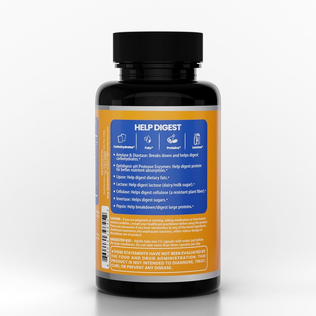 All-in-One Multi Enzyme Digestive Enzymes Supplement – Easily Breaks Down Carbs, Fats, Proteins & Dairy – Supports Healthy Digestion, Bloating Relief & Gut Comfort – Vegan, 60-Day Supply