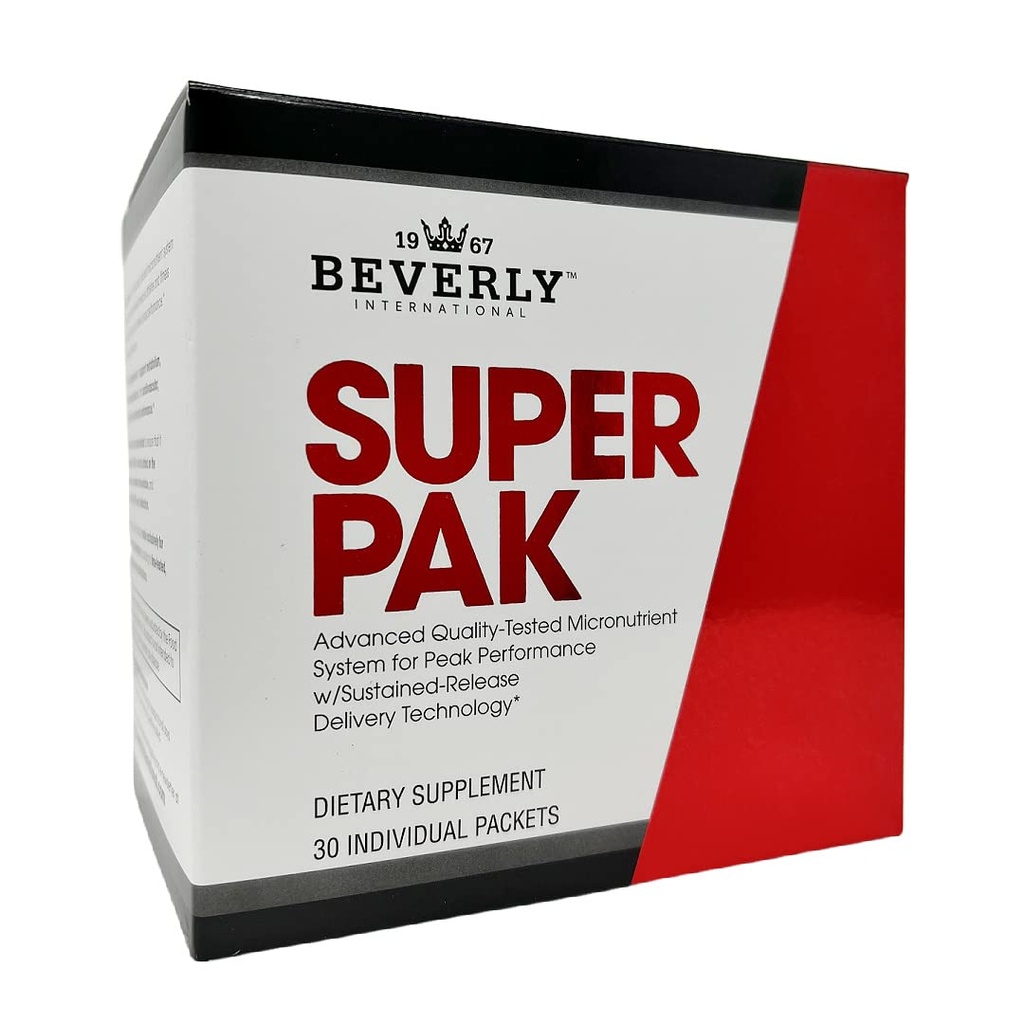 Beverly International Super Pak. 30 Packs. High-Potency Multivitamine, Daily Pack for Energy, Performance, Immune System Health. Aangepast voor atleten, actieve mannen en vrouwen sinds 1970.