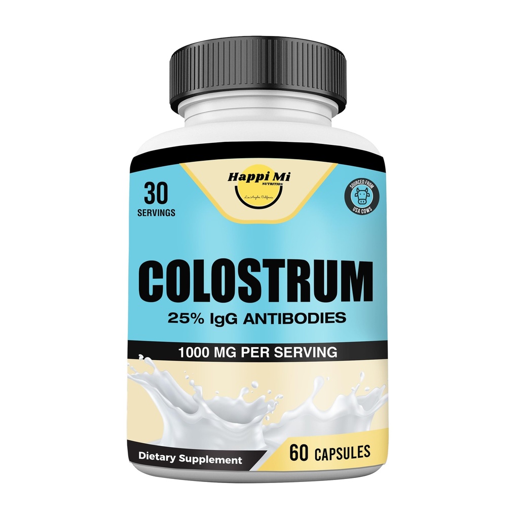 Colostrum Capsules 1000mg Per Serving - US Sourced, 25% Immunoglobulin for Immune Support & Gut Health, 60 Capsules, 30 Servings