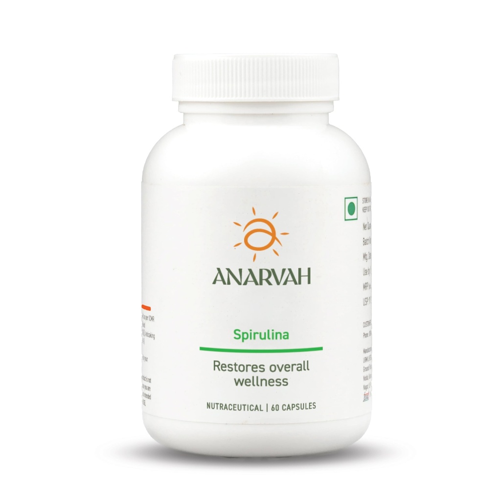 Spirulina Capsules 800mg | Blue Green Algae Superfood | Plant Protein, Iron & B-Vitamins | Energy, Immunity & Detox Support | Iron Supplement for Women & Men | 60 Vegetarian Capsules
