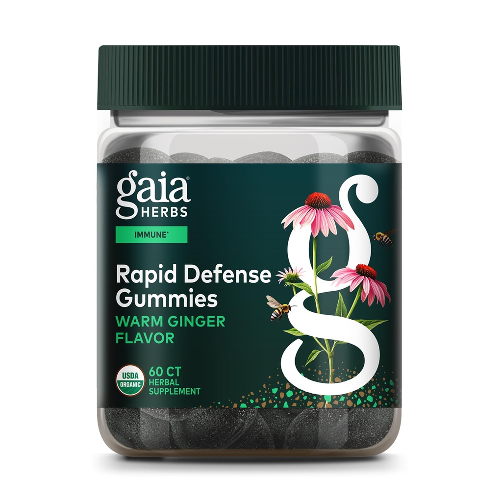 Gaia Kruiden Biologische Immune Rapid Defense Gummies - Ondersteunt Immuniteit - met Propolis, Ginger en Echinacea - 60 Veganistische Gummies (30-Dag Supply)