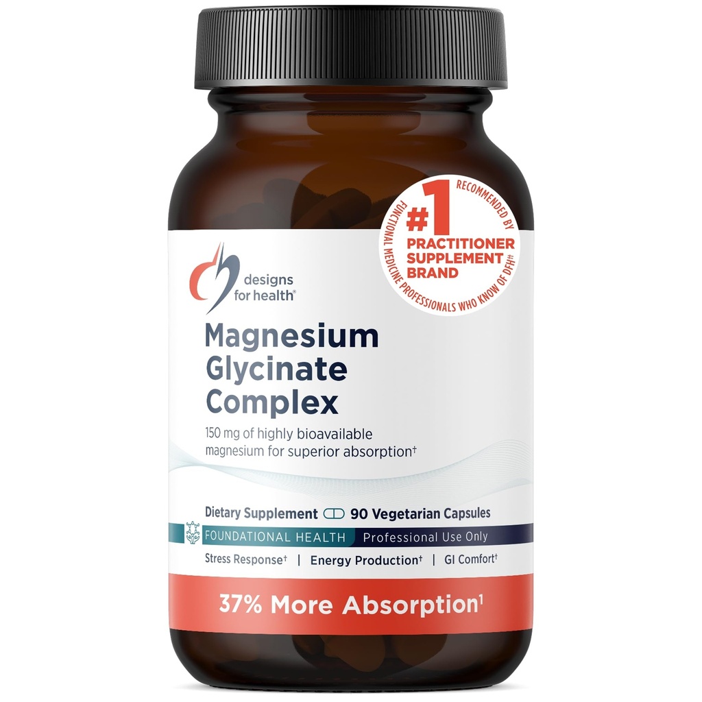 Designs for Health Magnesium Glycinate Complex, High Absorption, 90 Count