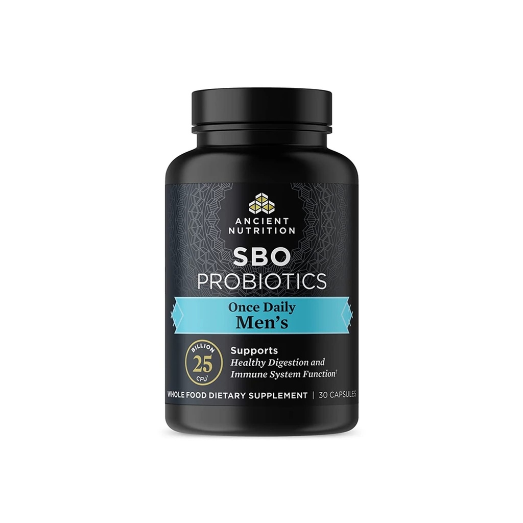 Ancient Nutrition Probiotics for Men, SBO Probiotics Men's Once Daily 30 Ct, for Healthy Digestie and Immune System Function Support, 25 Miljard CFUs* Per Serving
