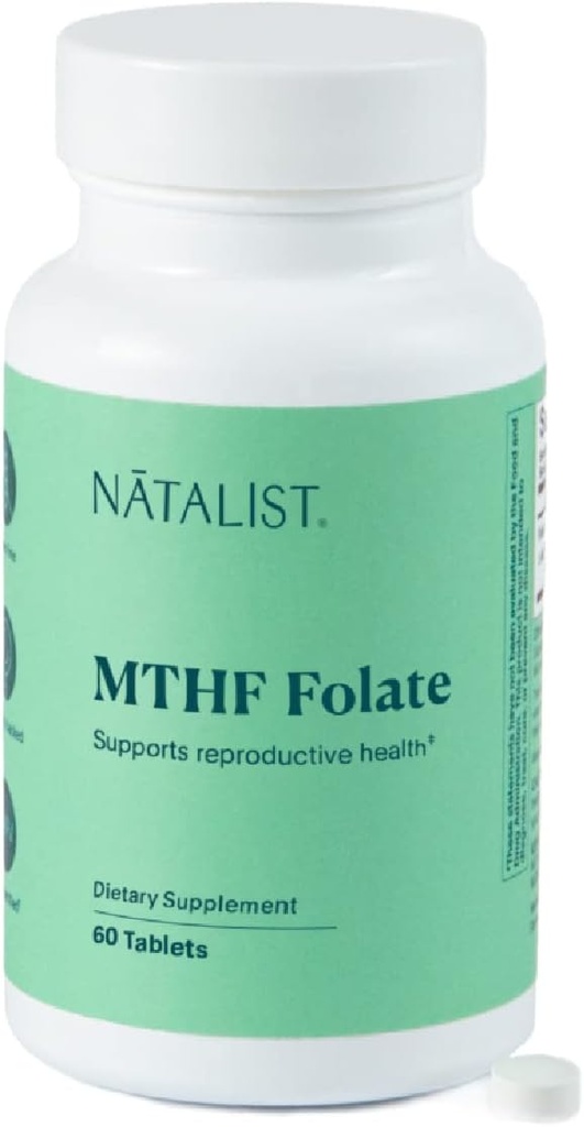 NATALIST MTHF Folaat 1000 mcg (L-5-MTHF) Ondersteunt gezonde vruchtbaarheid en zwangerschap voor vrouwen - Dagelijks folaatsupplement voor reproductieve gezondheid en foetale ontwikkeling - Veganistisch, glutenvrij - 60 tabletten