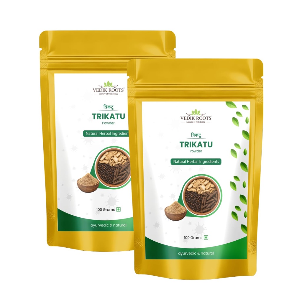Trikatu Powder (Thirikadugam Churnam) 100g | Ginger, Black Pepper & Long Pepper Blend | Supports Digestion & Immunity | Natural, Non-GMO, Preservative Free - Pack of 2
