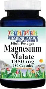 High Potency Magnesium Malate 1350 mg 180 Capsules Dieetsupplement Serveergrootte 3 Capsules