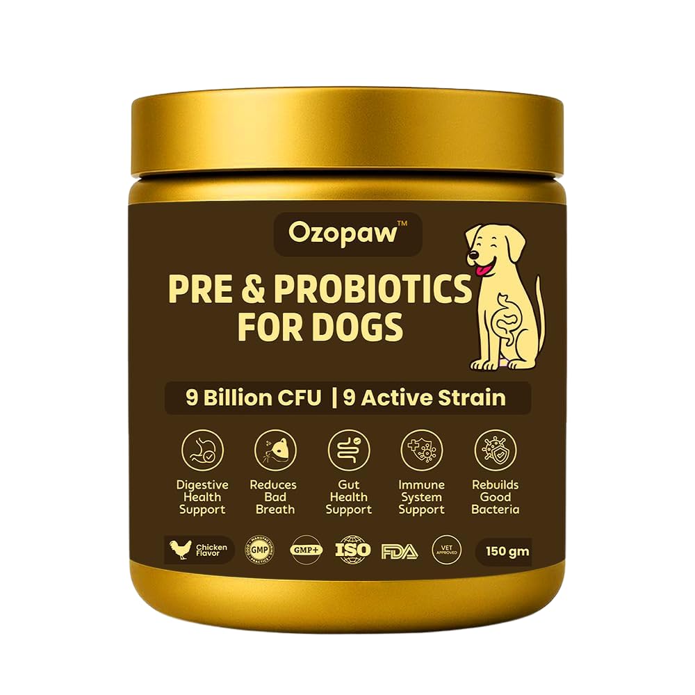OZOPAW Pre & Probiotics for Dogs 150g | 9B CFU with Digestive Enzymes | Supports Digestion, Firmer Stools & Gut Balance | Helps Reduce Gas, Bloating, Skin Allergies, Scratching & Paw-Licking