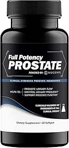 Nugenix Full Potency Prostate Supplement voor mannen - Clinical-Strength Ingredients, Saw Palmetto, helpt bij het verhogen van de urinestroom, controlefrequentie en ondersteuning Prostaatfunctie, 28 capsules