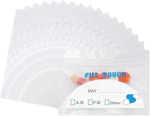 100 pilzakjes - (4" X 2,75") Dikte is 6 Mil, Portable Plastic Pillen Bag Hold Vitamine, Supplementen, Medicatie, en Vitamine opslag