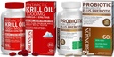 Bronson Probiotic 50 Miljard CFU + Prebiotic with Apple Polyfenols & Ananas Fruit Extrac Antarctic Krill Oil 1000 mg with Omega-3s EPA DHA
