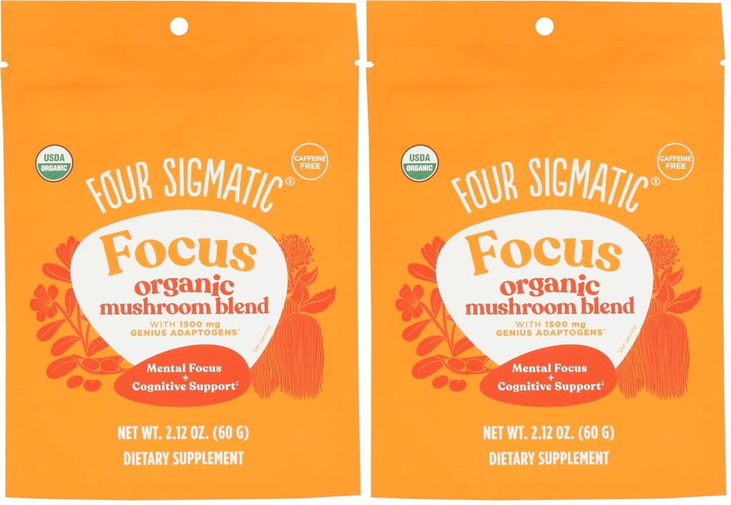 Four Sigmatic Focus Blend 7 Superfoods Adaptogen Blend Mix with Lion's Mane, Cordyceps, Rhodiola, Bacopa & Mucuna | Productivity & Creative Support | Decaf & Dissolves Easily | 30 Servings (Pack of 2)
