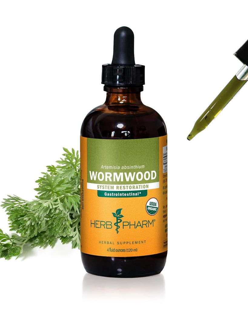 Herb Pharm Certified Organic Wormwood Liquid Extract voor Digestief Systeem Ondersteuning - 4 Ounce