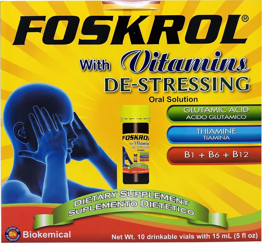 met vitamines Destressing - 10 Count Flacons - B Vitaminen en glutaminezuur - Biokemische (10 Flacons - Destressing)