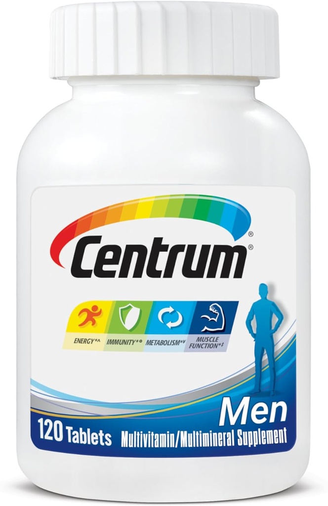 Centrum Multivitamin for Men, Multivitamin/Multimineral Supplement with Vitamin D3, B Vitamins and Antioxidants, Gluten Free, Non-GMO Ingredients - 120 Count
