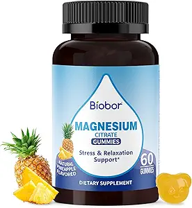 Kalium Magnesium Gummies, Magnesium Citroen en Kalium Citroen Supplementen met Vitamine D3, B6 voor Elektrolyt Balance, Spier, Been Kramps, GGO Vrij Glutenvrij (Pineapple,60 Telling)