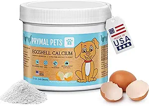 Eggshell Calcium for Pets - 12 oz. Natural, Ultra-Pure Egg Shell Mineral Powder Supplement for Cats and Dogs - High Absorption, Helps Support Bone, Joint, Teeth, Heart, Immune Health