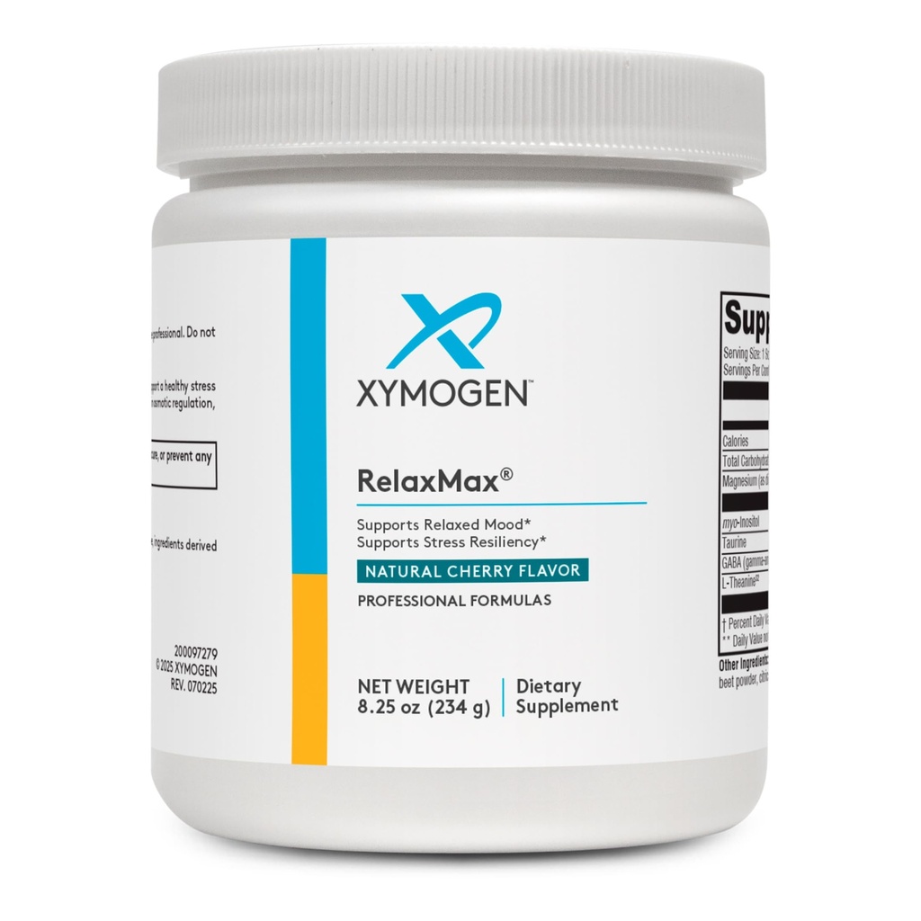 XYMOGEN RelaxMax Drink Mix - Bevordert ontspanning, stress veerkracht + Hormone Ondersteuning - Magnesium poeder met Myo-Inositol, GABA, L-Theanine - Cherry Flavor Mood Ondersteuning Supplement (8.25 oz)