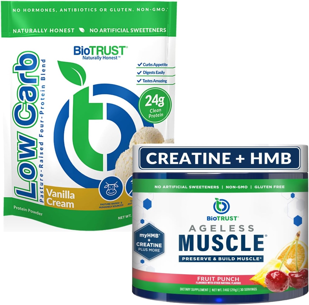 BioTrust Ageless Muscle (Fruit Punch) en Low Carb Multi Protein (Vanilla Cream) Bundel