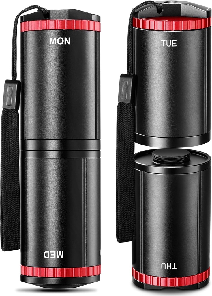 Zannaki Metal Travel Pill Organizer, Portable EDC Artritis Vriendelijke Wekelijkse pil Box, Grote pil geval Container, BPA Gratis 7 dagen Dagelijkse Medicine Organisator Houder voor Vitamine, Visolie, Supplement
