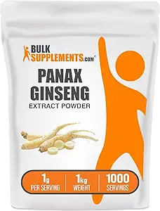 BulkSupplements.com Ginseng Root Extract Powder - Panax Ginseng Supplement, kruidensupplement - Vegan & Glutenvrij, 1g per portie, 1kg (verpakking van 5) (11 lbs)
