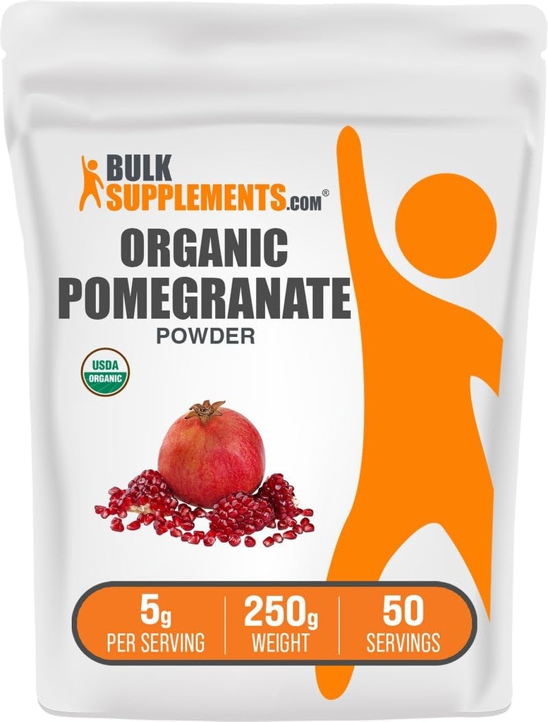 BulkSupplements.com Biologische Granaatappelpoeder - Granaatappelsupplement voor Immune Support, Kruidensupplement - Glutenvrij, 5g per portie, 250g (8.8 oz) (pakket van 1)