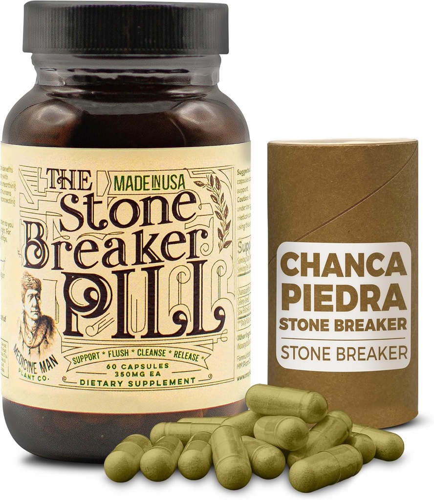 The Stone Breaker Pill 60 Capsules - Gallblader en Niersupplementen met Chanca Piedra, Selderij Zaden, en Zag Palmetto - Herbal en biologische Gallblader en Niersteen Breaker voor Nierstenen