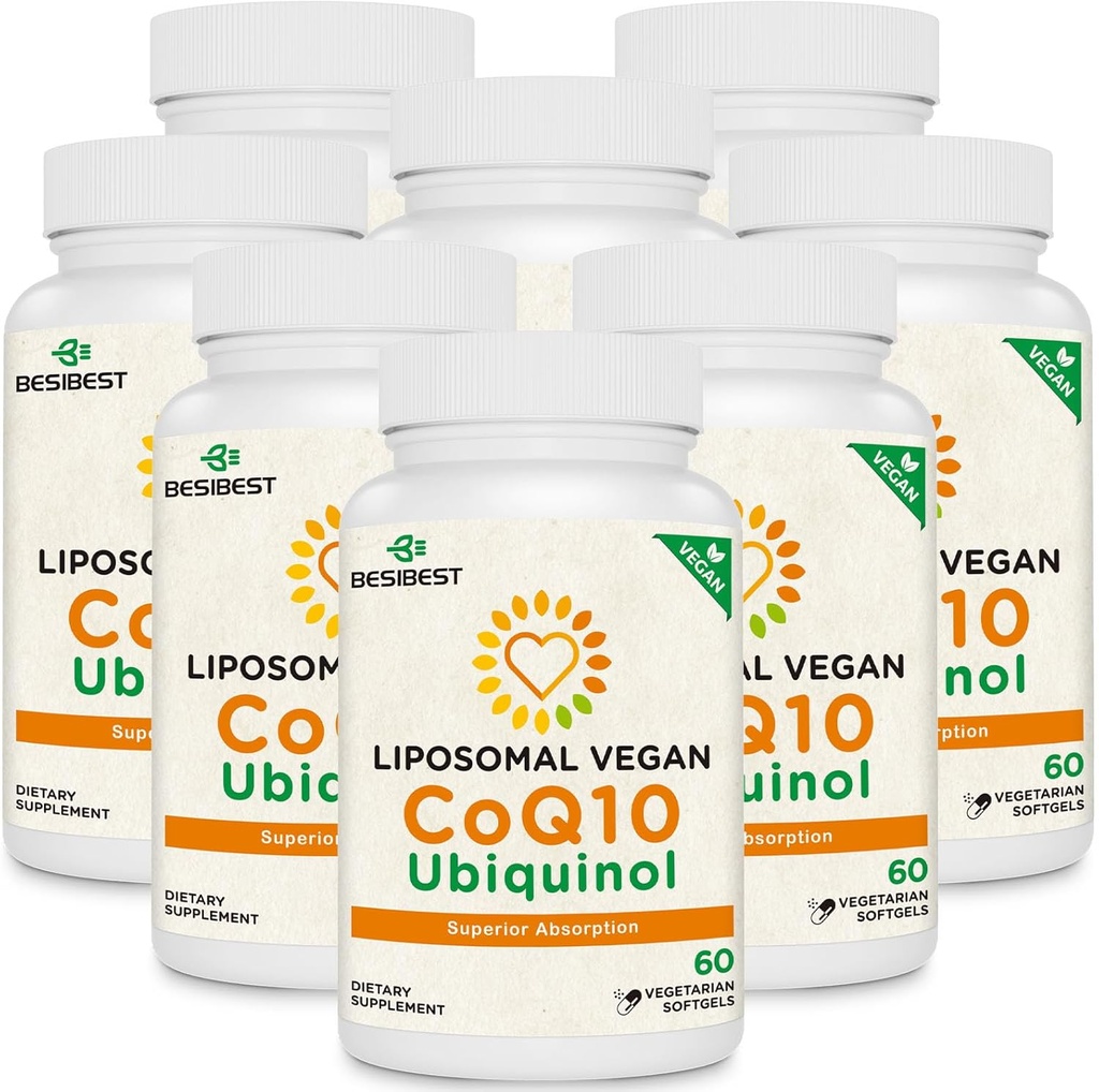 1000mg Liposomale CoQ10 Ubichinol, 480 Vegan Softgels, Hoge Absorptie Ubichinol CoQ10 Supplement, Actieve Antioxidant Vorm van Co-enzym Q10 voor Hartfunctie en Energieproductie
