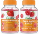 Levensvatbare Immune Support + Collageen & Biotine, Gummies Bundle - Grote Proeverij, Vitaminesupplement, Glutenvrij, GGO-vrij, Kauwgom