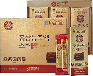 POCHEON KOREAN RED GINSENG Extract Stick, 30% Ginseng Extract, Single Serving Packs - 30 Sticks (10ml x 30), Natural Immune Support