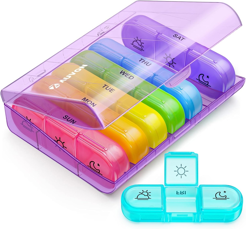 AUDON Weekly pil Organizer 3 keer per dag, grote 7 dagen pil Box 3 keer per dag met aparte container, draagbare pil geval voor medicatie, vitamines, visolie en supplementen