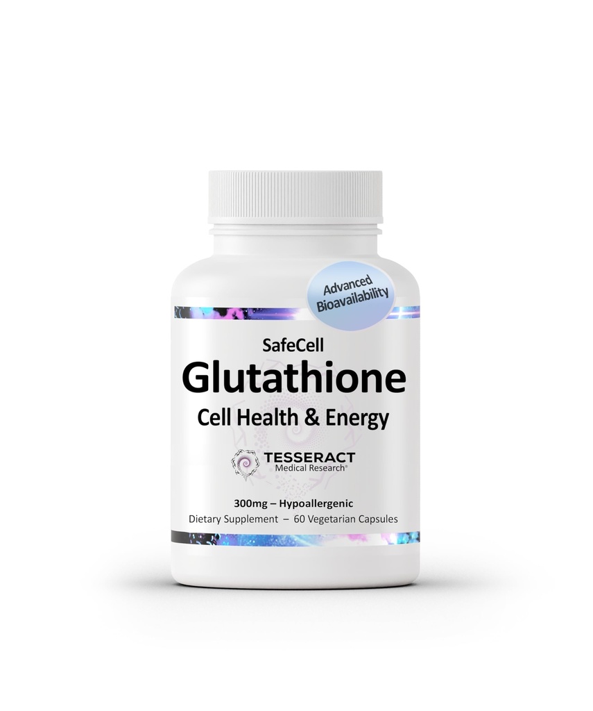 Tesseract Medisch Onderzoek SafeCell S-Acetyl Glutathion Supplement voor Cellular Health Ondersteuning, Krachtige Antioxidant om te helpen Neutraliseren Vrije Radicalen, Hypoallergeen, 300mg, 60 Vegetarische Capsules