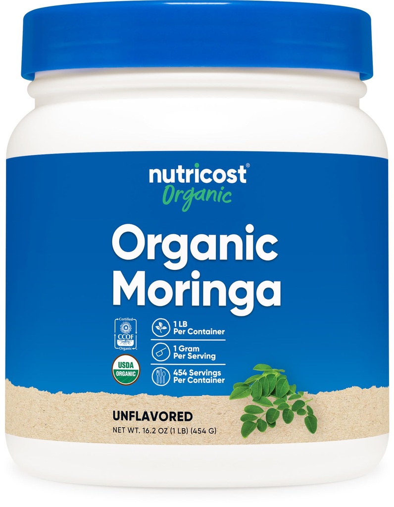 Nutricost Biologische Moringa Poeder 1LB (16oz) - Glutenvrij, Niet-GMO, Vegetarisch Vriendelijk