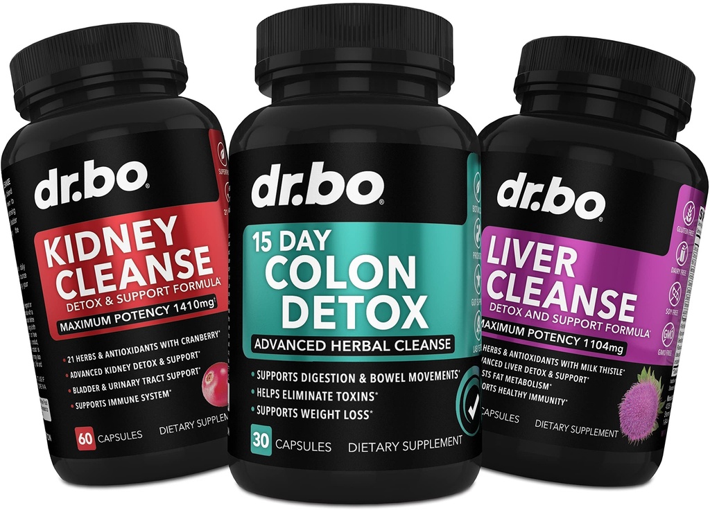 Colon, nier- en leverreiniging Detox Support Supplement - 15 dagen Intestinal Cleanse Pillen & Probiotic for Bloating & Daily Constipatie Relief - Help Bladder controle, urinetrek en galblaas gezondheid