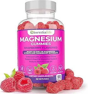 Magnesium Gummies 2 Packs Essentialife 100mg Per Serving - Blend of Magnesium Citrate & Magnesium Glycinate - Supports Healthy Digestion - Stay Calm & Energetic with Magnesium Supplements for Sleep