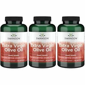 Swanson Extra Virgin Olijfolie - Natural Supplement Ondersteuning Cardiovasculaire gezondheid w/Essential vetzuren - Made w/Organic Cold-Pressed Olive Fruit - (120 Softgels, 1g Each) 3 Pack