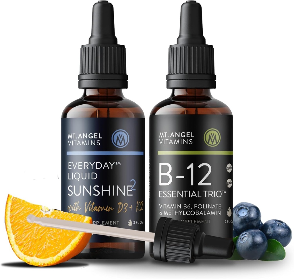 Mt. Engel Vitaminen B12 Essentieel Trio + dagelijkse vloeibare zonneschijn2 D3+K2