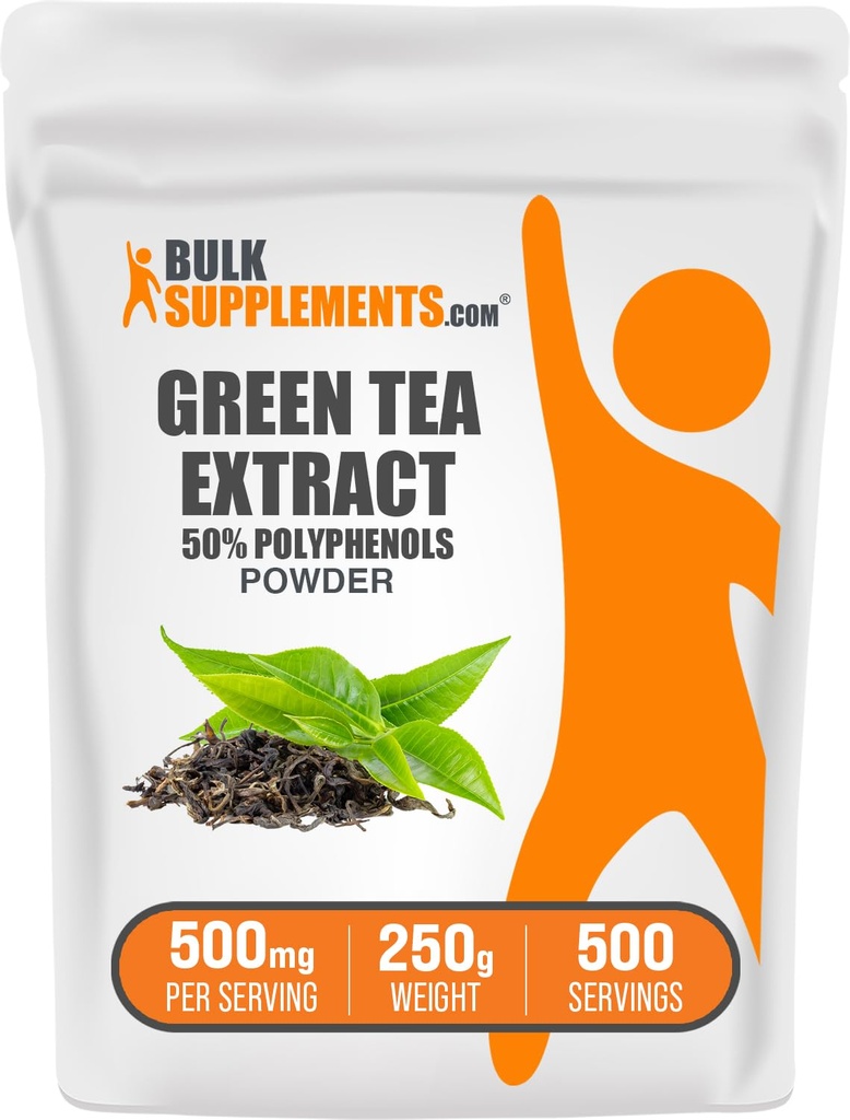 BulkSupplements.comgreen Thee Extract Poeder - 50% Polyfenolen Supplement, EGCG Supplementen - Glutenvrij, 500mg per portie, 250g (8.8 oz) (verpakking van 1)
