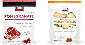 Force Factor Granaatappel Zachte Kauwen voor gezonde veroudering, Hart Gezondheid, Bot Gezondheid, Hersengezondheid, 30 Zachte Kauwen Moderne Paddenstoelen Zachte Kauwen, Paddestoelen Supplement, Kaneel Roll, 60 Zachte Kauwen