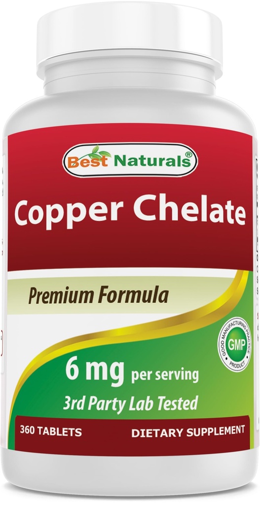 Best Naturals Copper Chelate 6 mg per portie- 360 tabletten