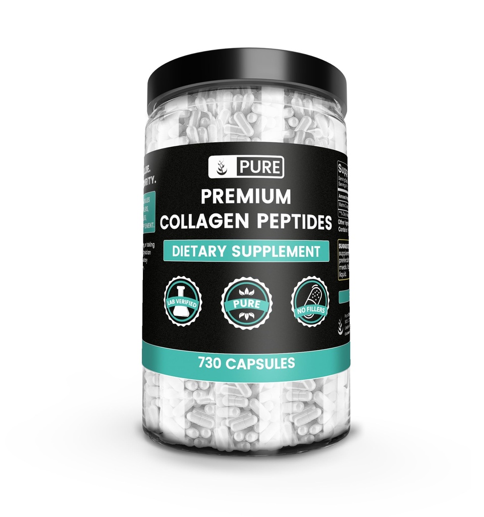 Pure originele ingrediënten Collageen Peptiden (730 capsules) Geen Magnesium of Rijst Fillers, altijd zuiver, Lab geverifieerd