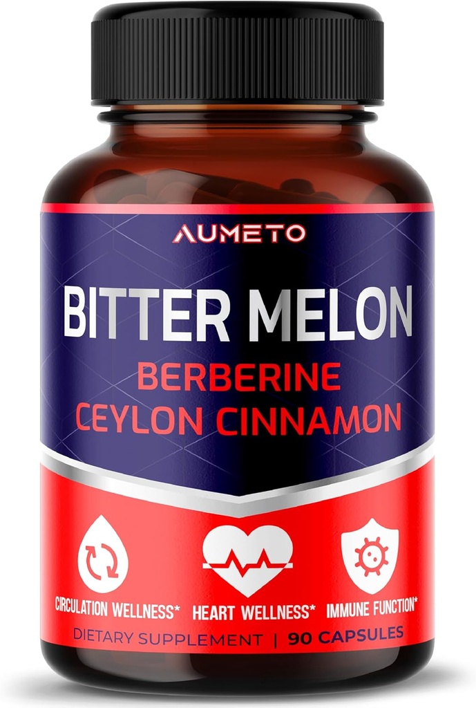 Bitter Melon Capsules - Enhanced with Berberine Ceylon Cinnamon for Circulatie Wellness and Immune Function (90 Count (Pack of 1))