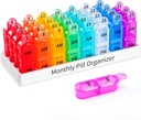 Daviky Maandelijkse pil Organisator 2 keer per dag - 30 dagen pil Box AM PM, BPA Gratis één maand medicijn Organisator Tweemaal daags, 31 dagen Case om vitamines, supplementen en medicatie vast te houden