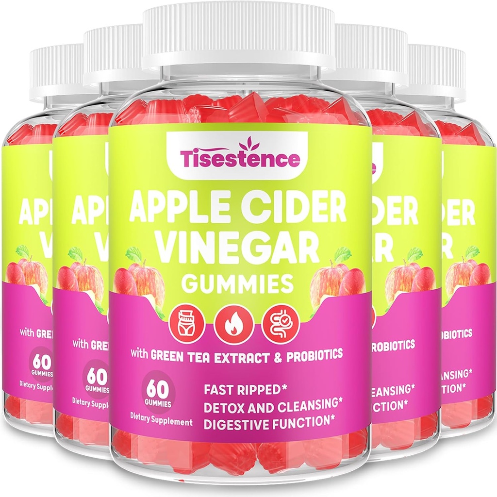 Mother Apple Cider Vinegar Gummies, Keto ACV Gummies 2000MG - Reinigen & Detox Diet, Max Strength ACV Gummies met groene thee, framboos, B12 en probiotica voor Metabolisme & Digestieve gezondheid, verpakkingen van 5