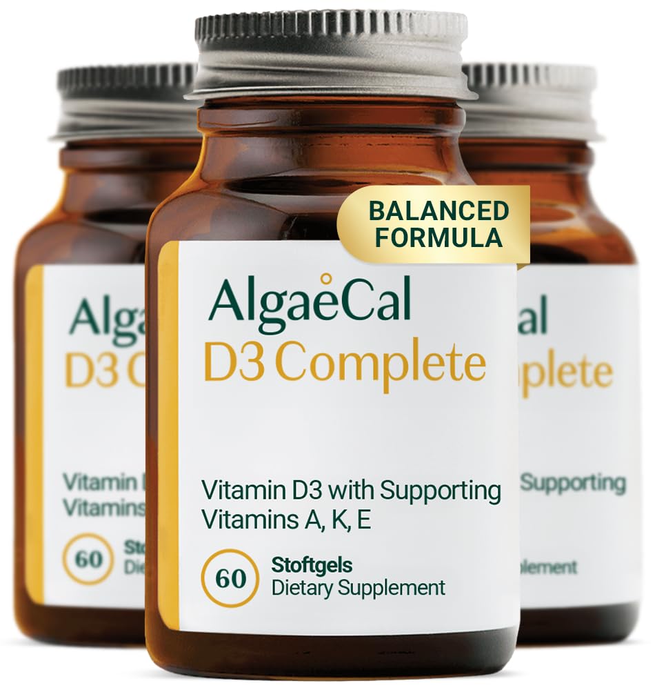 ALGAECAL 4-in-1 vitamine D3 K2 Complete - ADK vitaminesupplement, verbeterde immuunondersteuning en botgezondheid met D3 K2, A, & E - Wellness & bottensterkte in het hele lichaam, 60 makkelijk doorslikken Softgels
