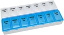Basic Care (7-Dag) AM/PM Pillen Organisator, Vitamine Case, En Medicine Box, Grote Compartementen, 2 keer per dag, Blauw en Clear Lids